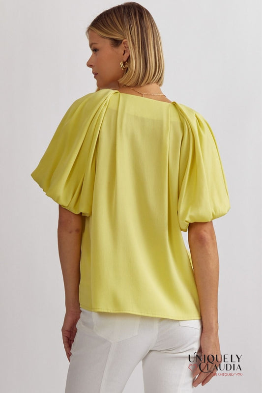 Fernanda Pleated Bubble Sleeve Top | Uniquely Claudia Boutique
