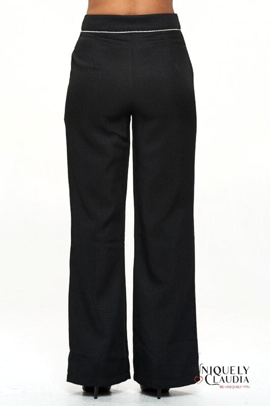 Maddie Embellished Black Pants - Uniquely Claudia Boutique