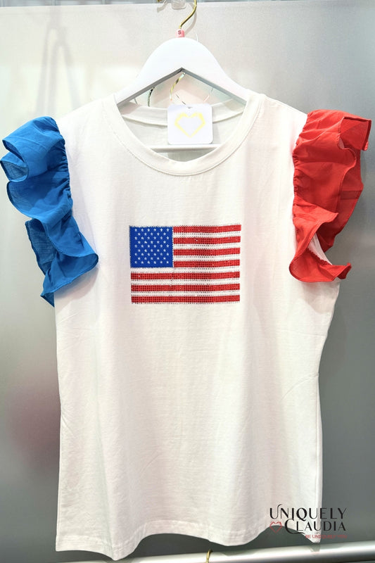 Shining Red White & Blue Tee - Uniquely Claudia Boutique
