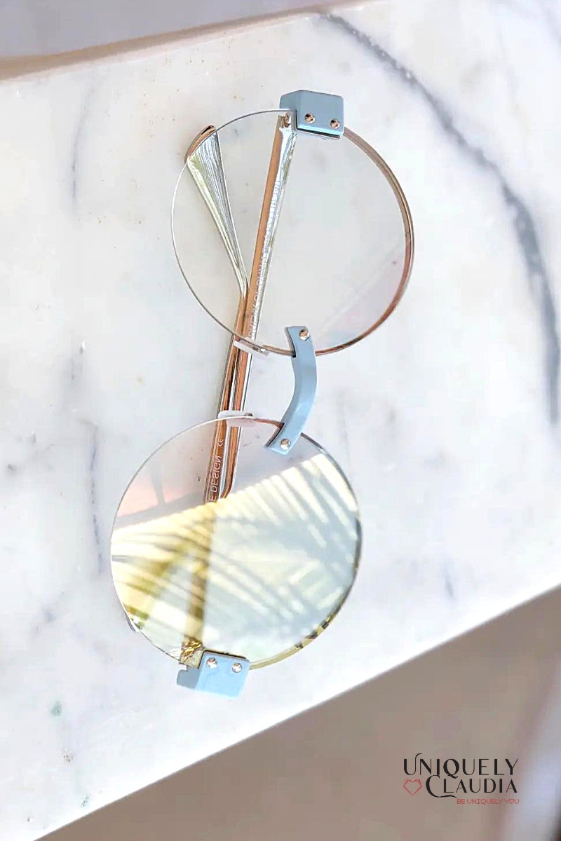 Women's Sunglasses | Break of Dawn Blue Oversized Round Sunglasses | Uniquely Claudia Boutique