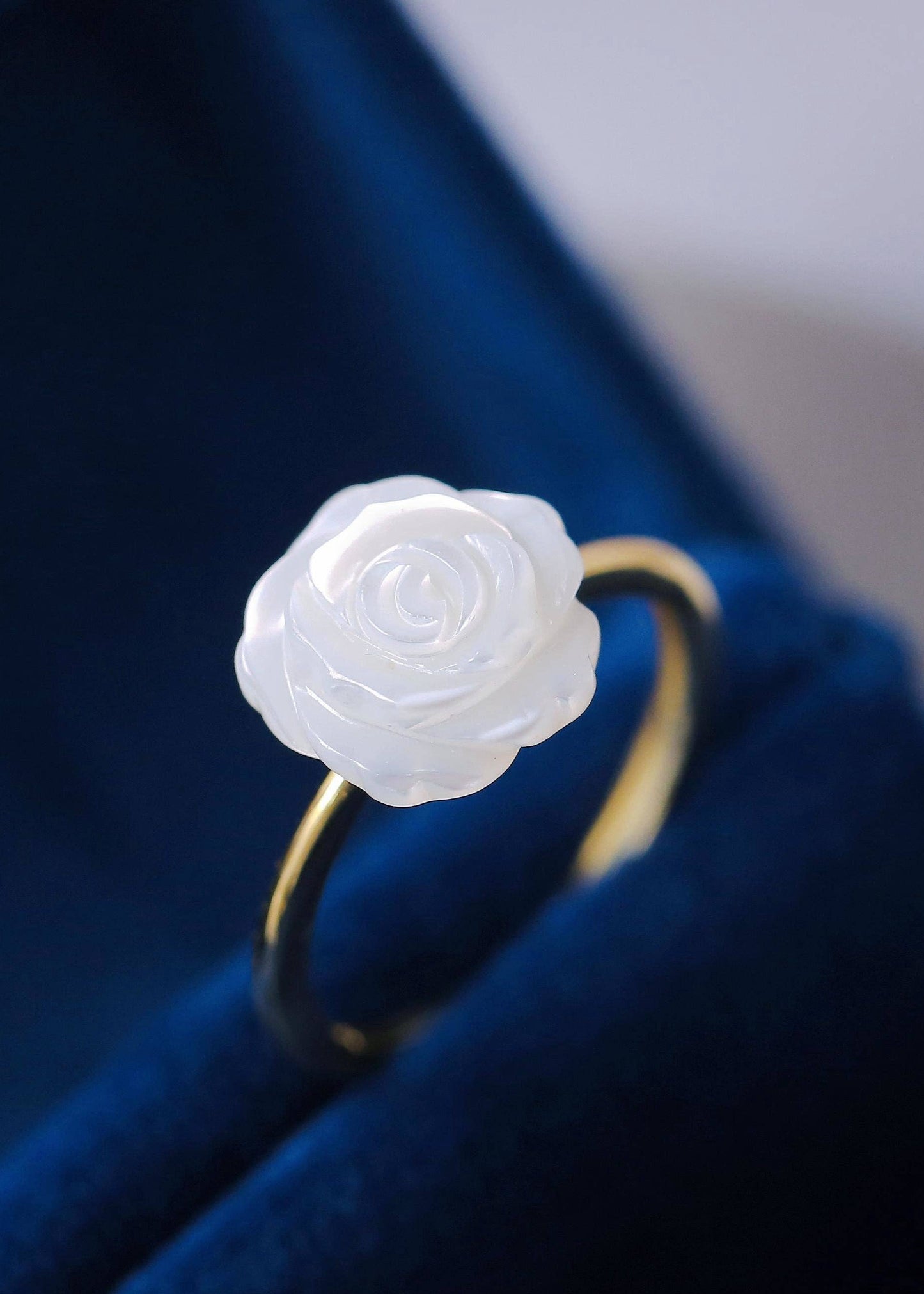 Mother of Pearl Flower Adjustable Ring
