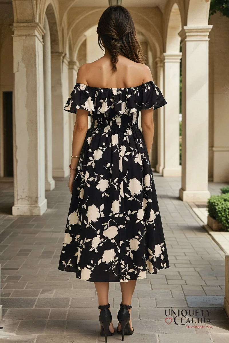 Andreina Floral Ruffled Midi Dress | Uniquely Claudia Boutique