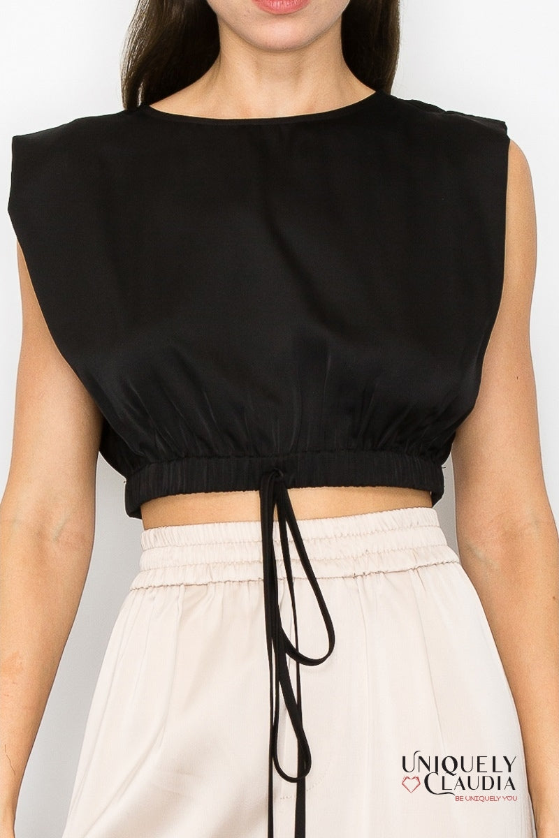 Sidney Sleeveless Satin Crop Top |Uniquely Claudia Boutique