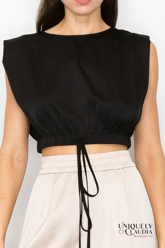 Sidney Sleeveless Satin Crop Top |Uniquely Claudia Boutique