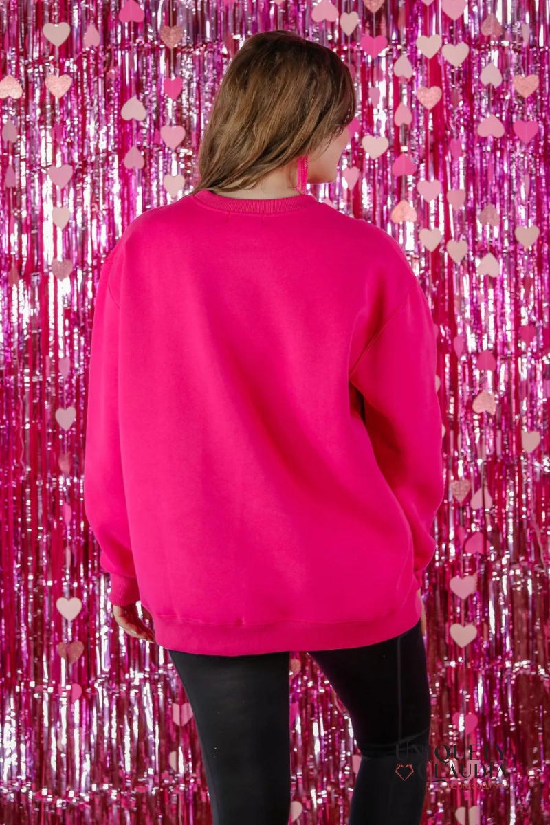 MAMA Hot Pink Embossed Sweatshirt | Uniquely Claudia Boutique