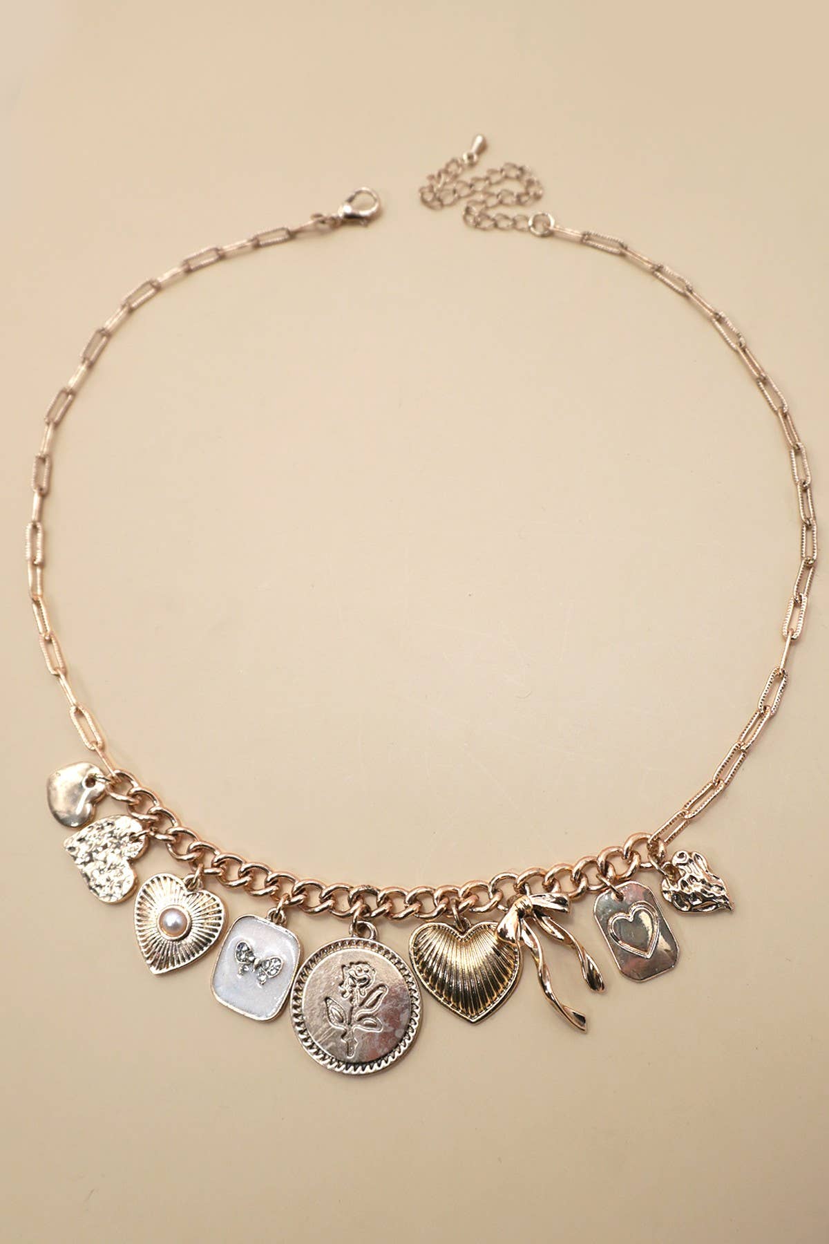Bow, Heart & Pearls Charm Necklace | Uniquely Claudia