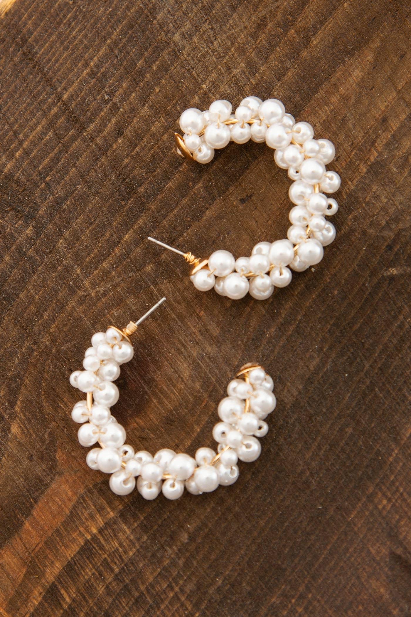 Pearl Beaded Half Hoop Earrings | Uniquely Claudia
