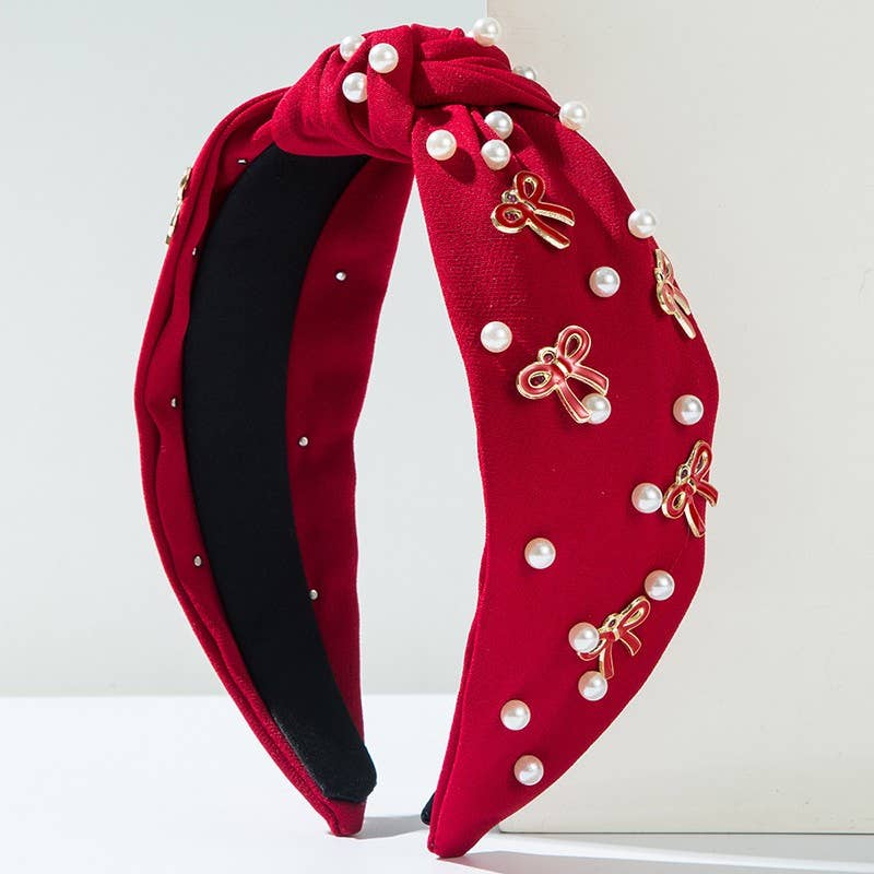 Bow & Pearls Knotted Headband | Uniquely Claudia