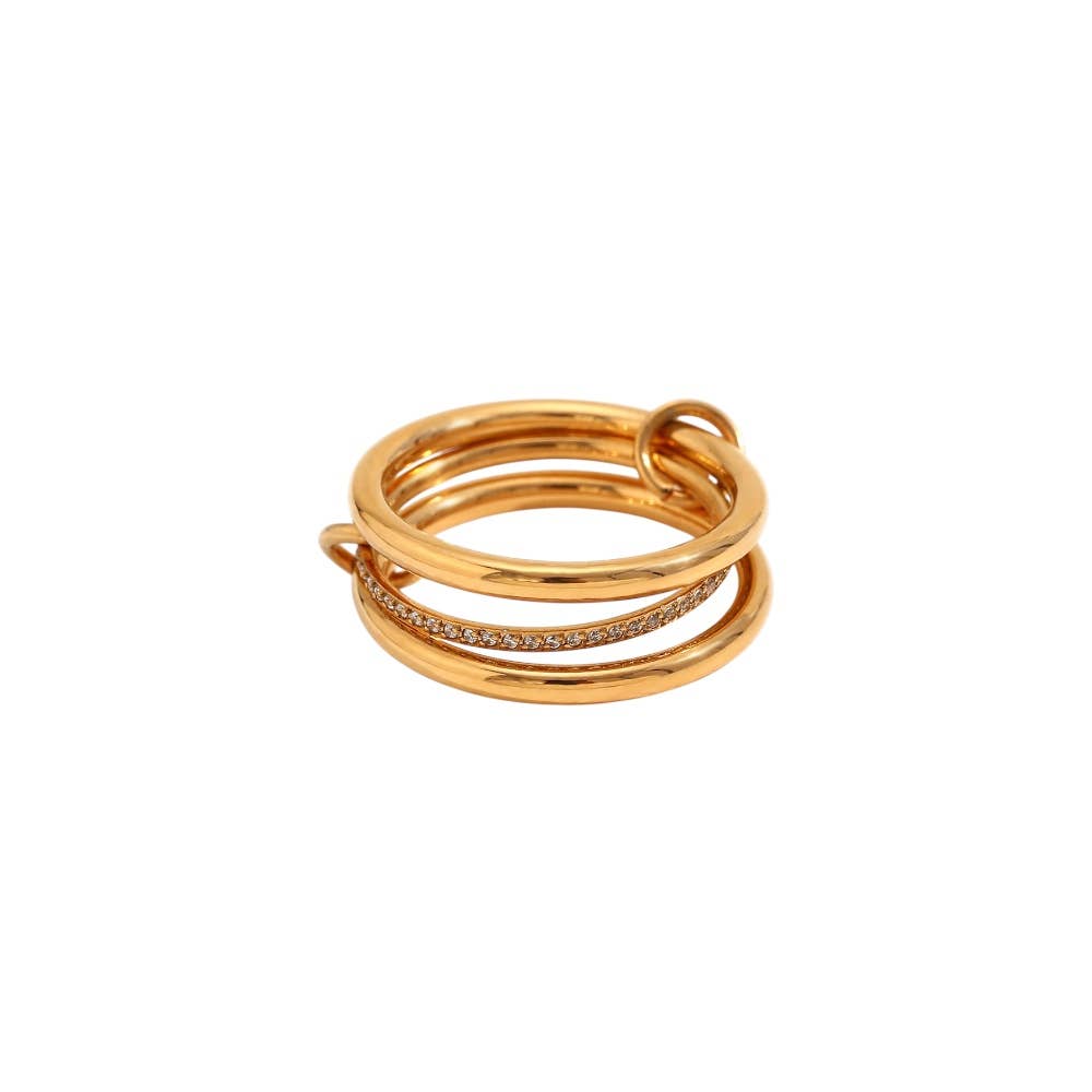 18k Gold Plated Triple Layer Ring Stack - Uniquely Claudia Boutique
