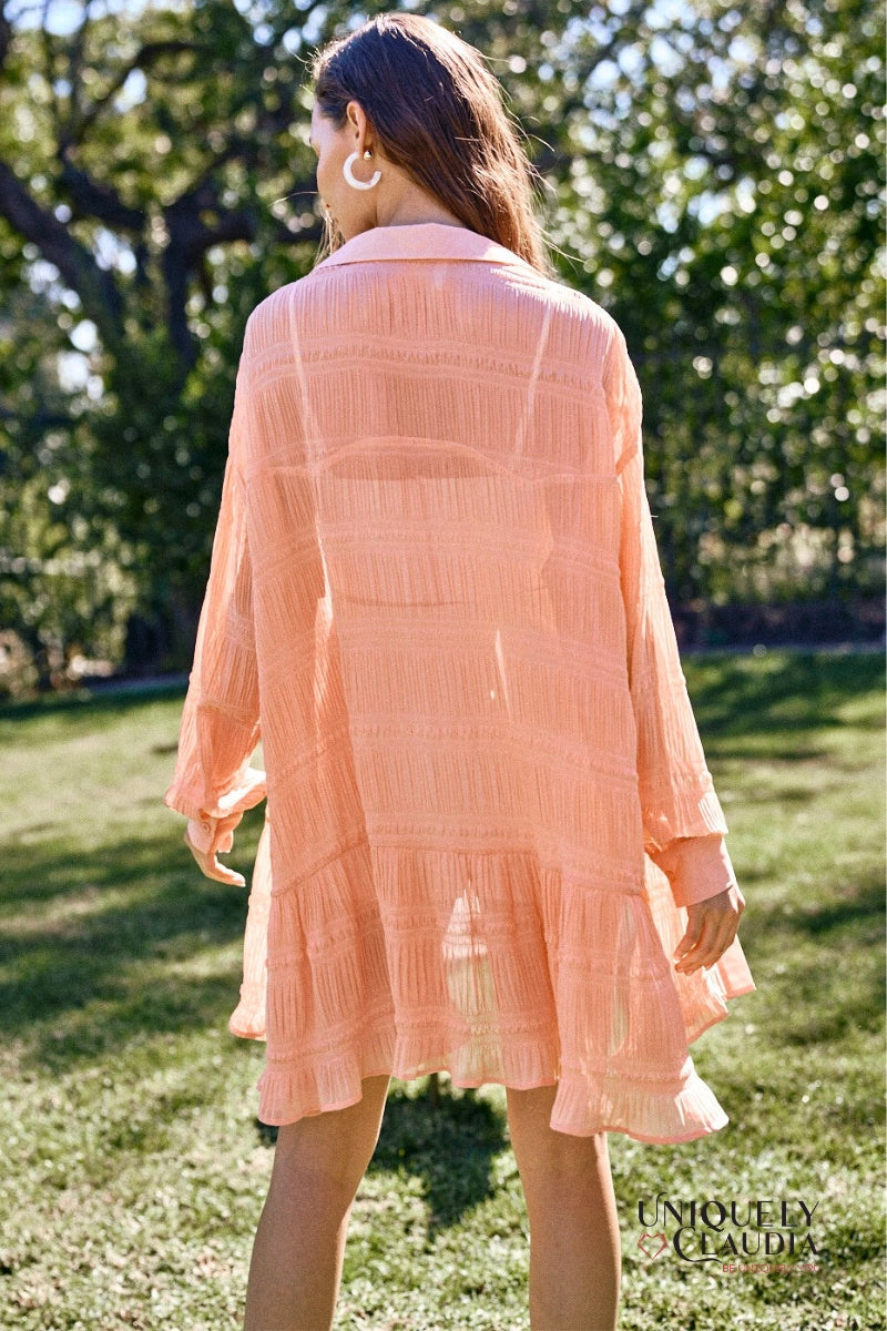 Rebecca Chiffon Textured Shirt Mini Dress | Uniquely Claudia Boutique