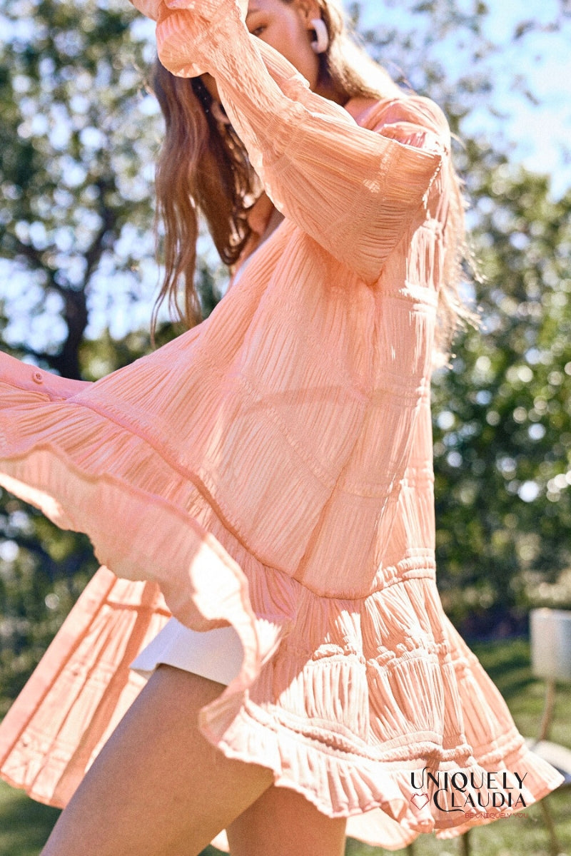 Rebecca Chiffon Textured Shirt Mini Dress | Uniquely Claudia Boutique