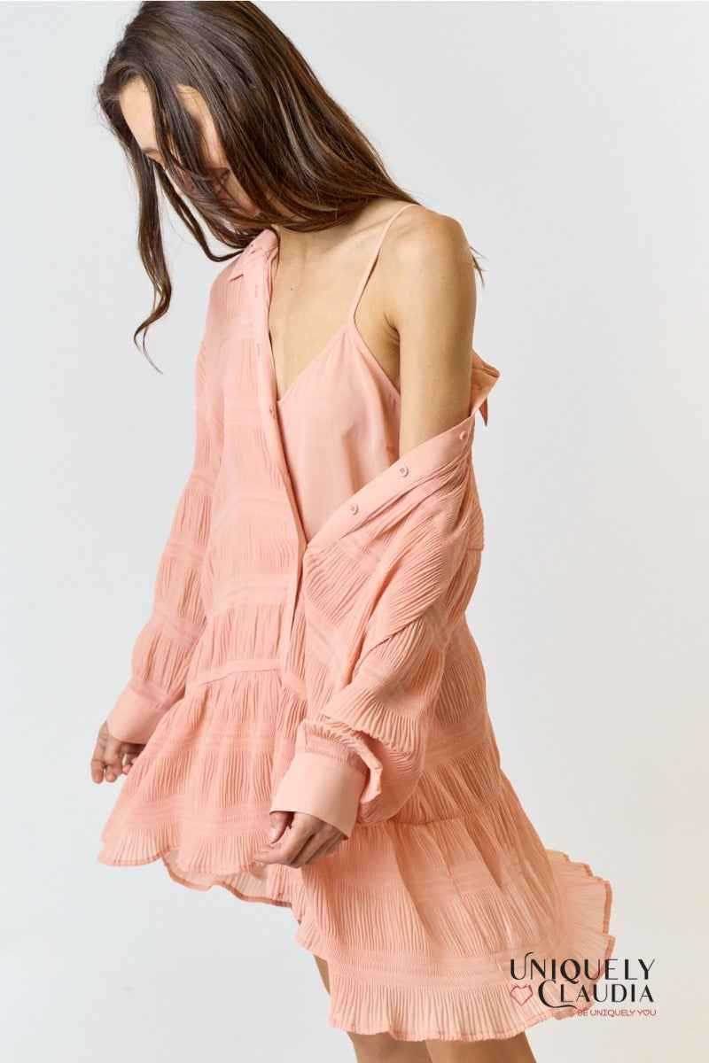 Rebecca Chiffon Textured Shirt Mini Dress | Uniquely Claudia Boutique