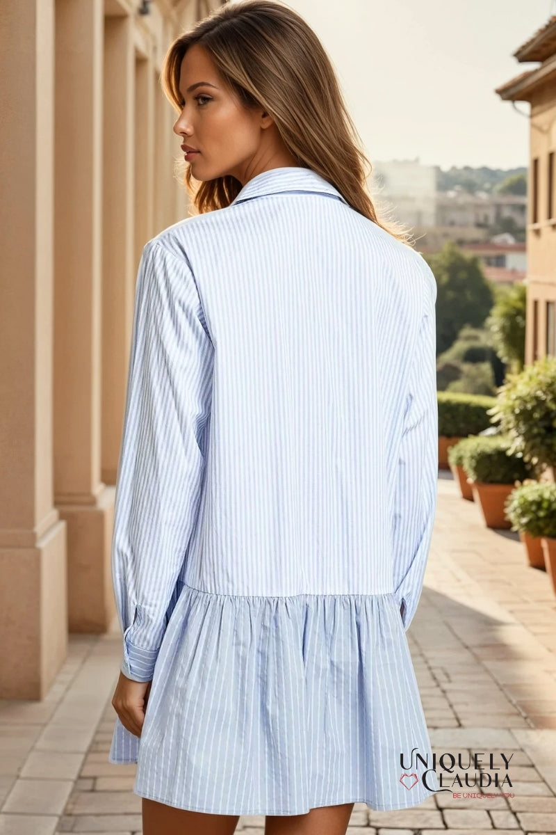Celeste Contrast Stripe Shirt Dress - Uniquely Claudia Boutique