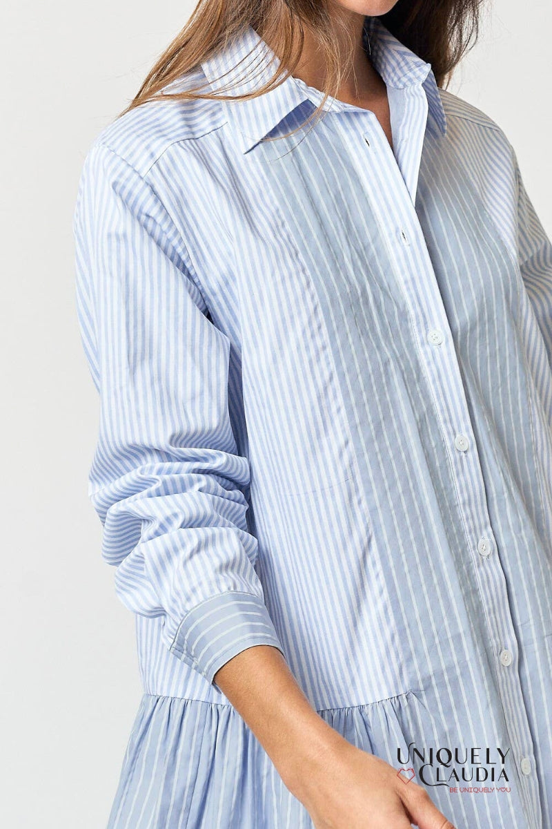 Celeste Contrast Stripe Shirt Dress - Uniquely Claudia Boutique