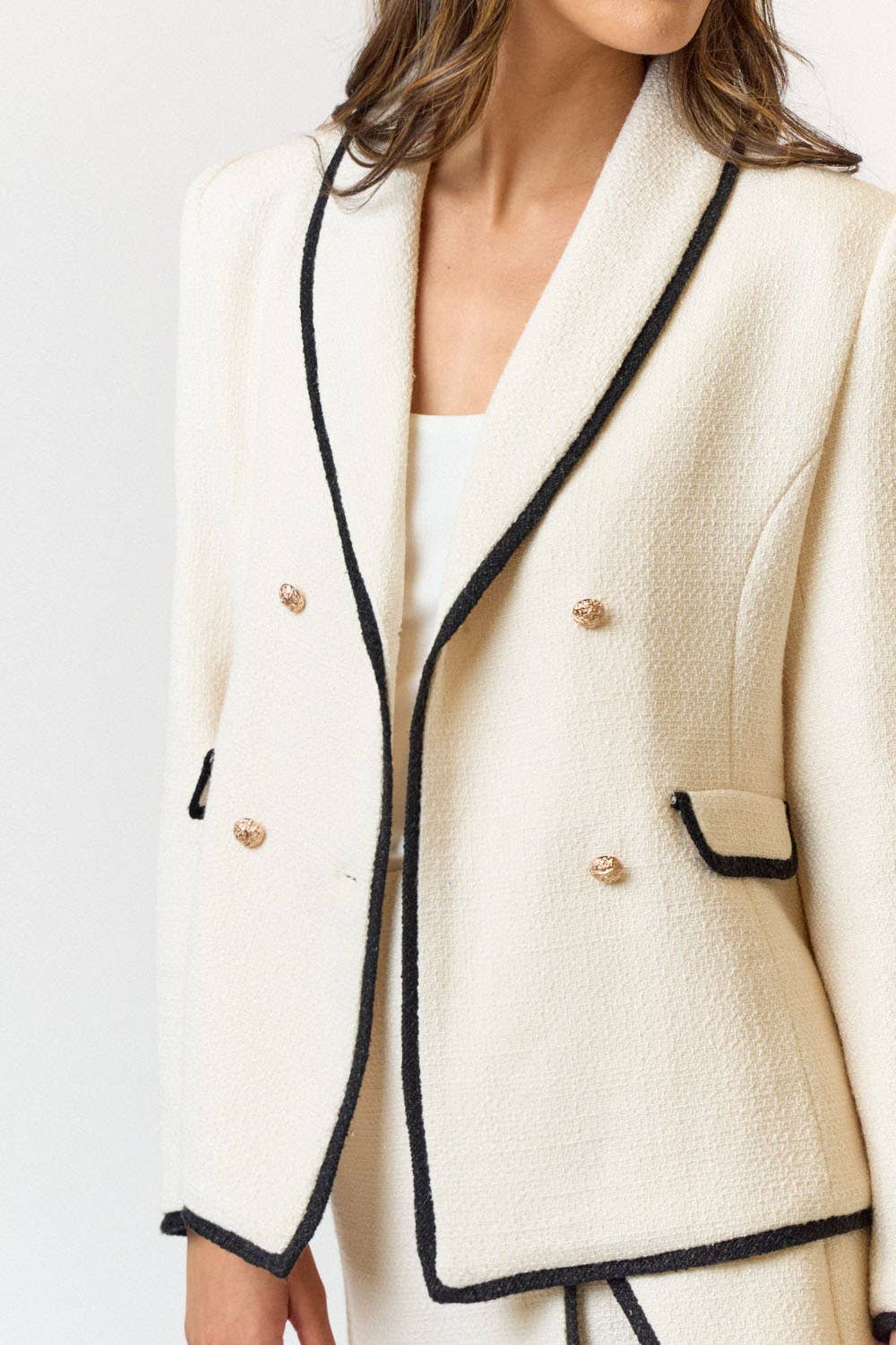 Teresa Contrast Boucle Double Button Blazer | Uniquely Claudia Boutique
