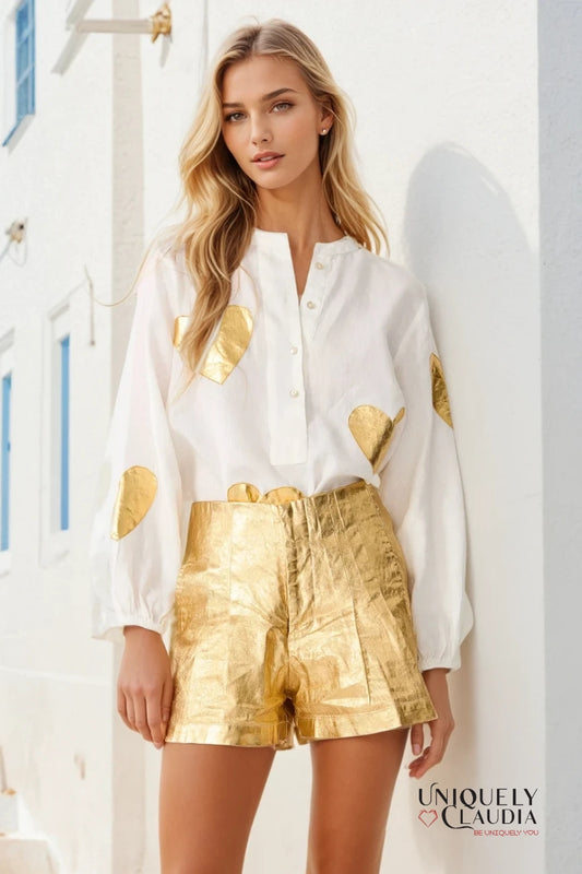 My Golden Heart Linen Shirt | Uniquely Claudia Boutique