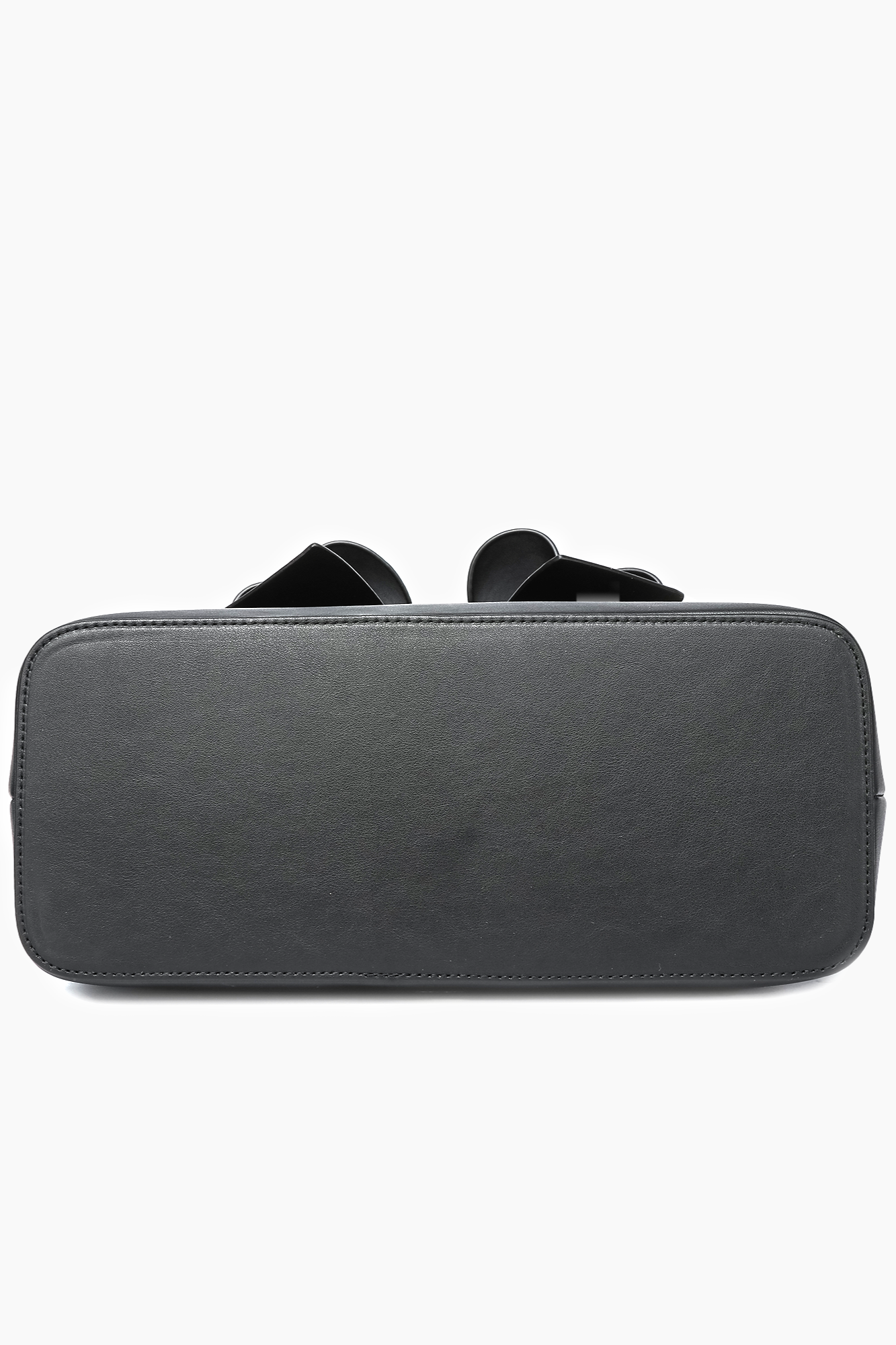 Daisy Bowtie Dual Straw Tote Bag: Black | Uniquely Claudia Boutique