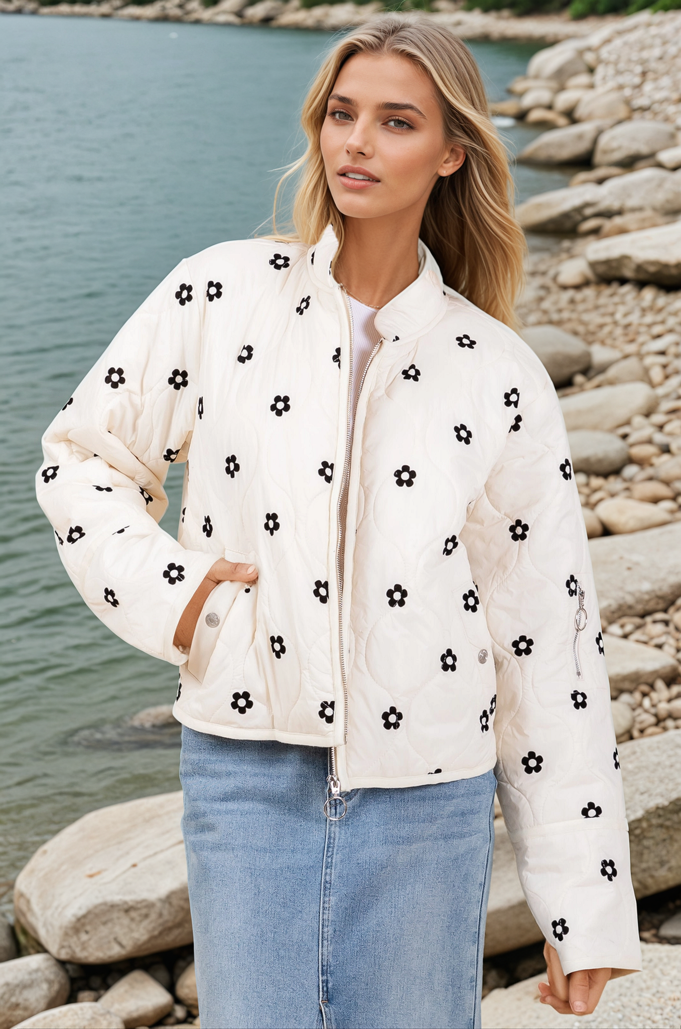 Tory Flower Accent Puff Jacket