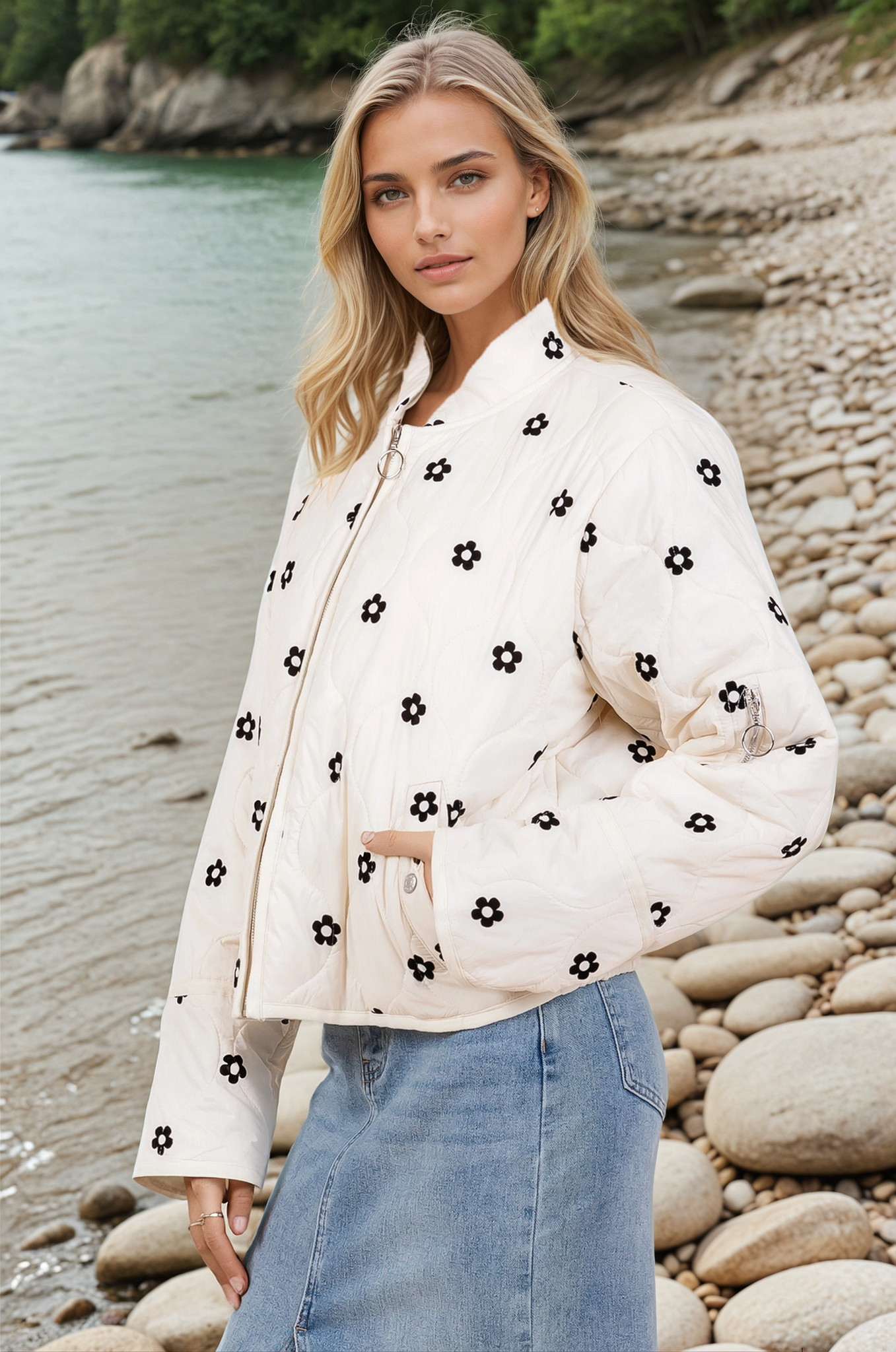 Tory Flower Accent Puff Jacket