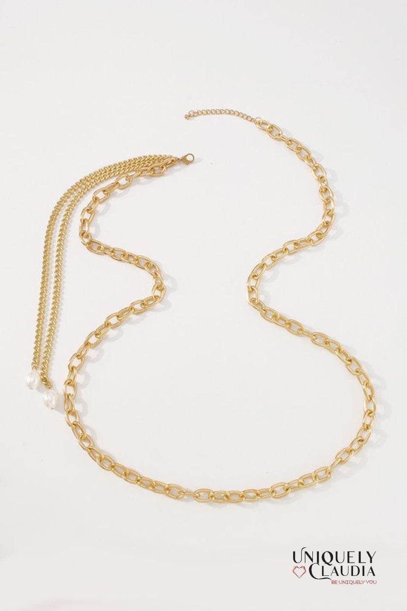 Pearls Drops Adjustable Goldtone Belt | Uniquely Claudia Boutique