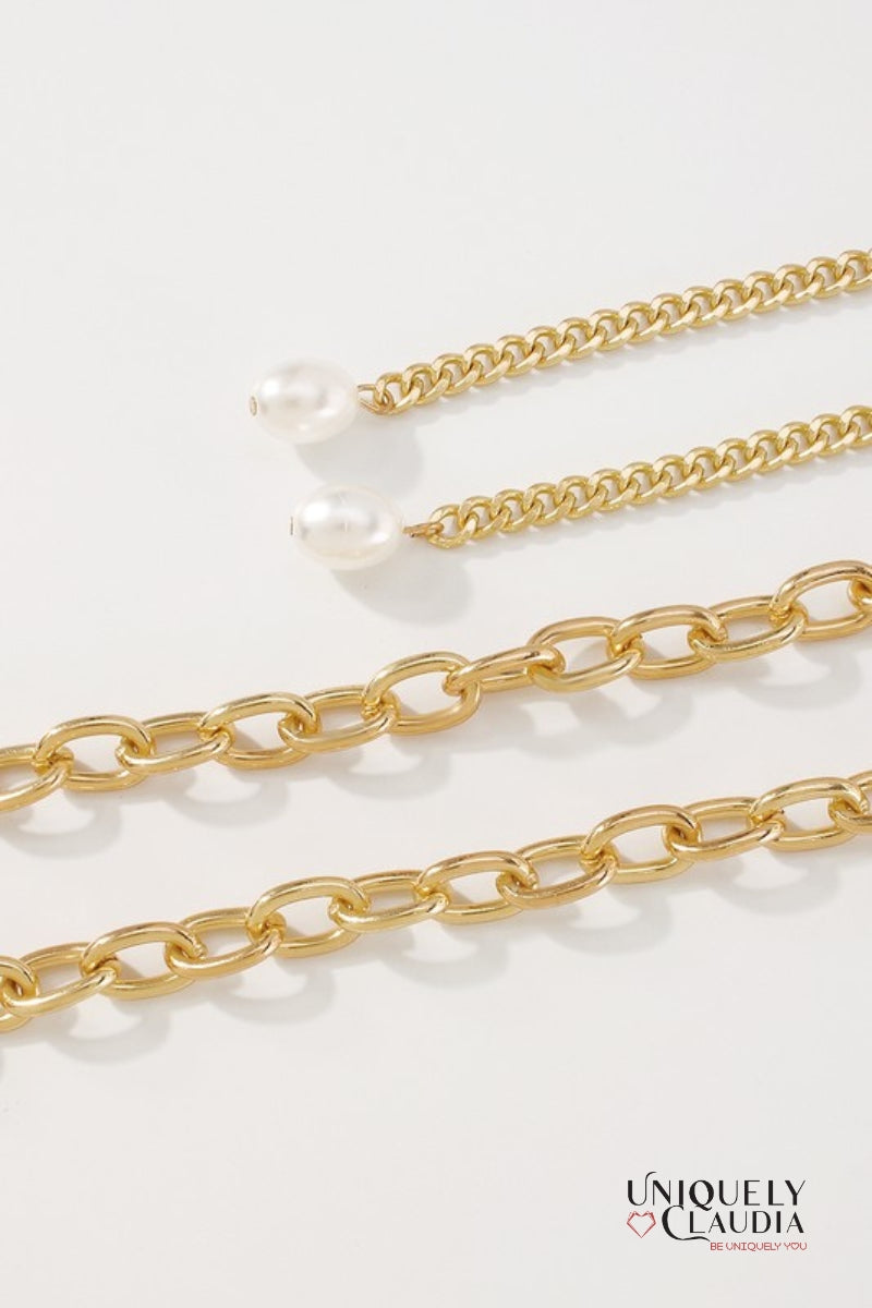 Pearls Drops Adjustable Goldtone Belt | Uniquely Claudia Boutique