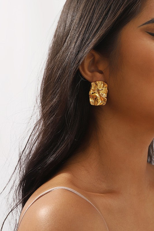 Stainless Steel Geometric Hammered Stud Earrings | Uniquely Claudia Boutique