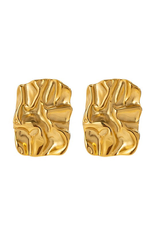 Stainless Steel Geometric Hammered Stud Earrings | Uniquely Claudia Boutique