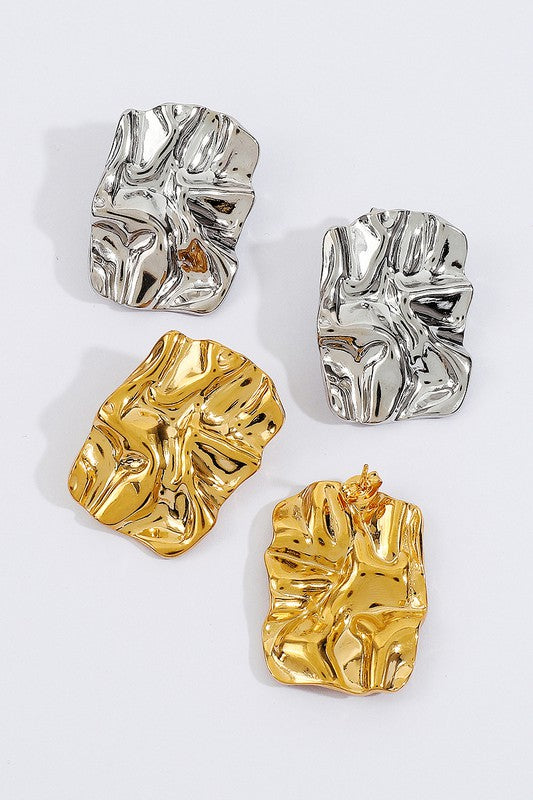 Stainless Steel Geometric Hammered Stud Earrings | Uniquely Claudia Boutique