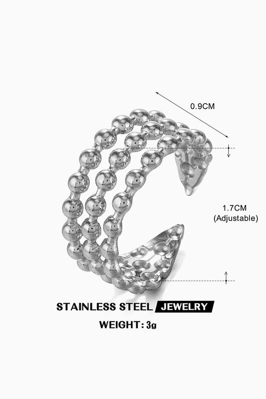 Stainless Steel Triple Beaded Adjustable Ring | Uniquely Claudia