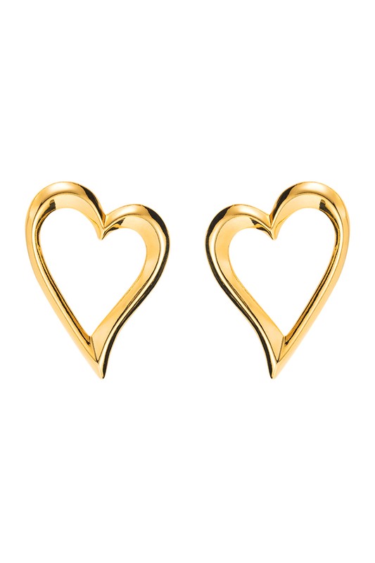18k Gold Plated Large Hollow Heart Earrings | Uniquely Claudia Boutique