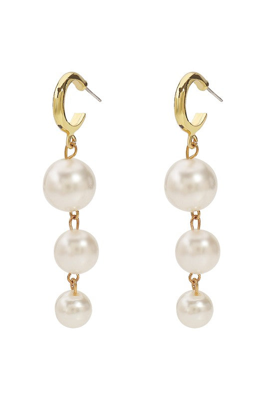 Elegant Layered Pearl Gold-Plated Dangle Earrings - Uniquely Claudia Boutique