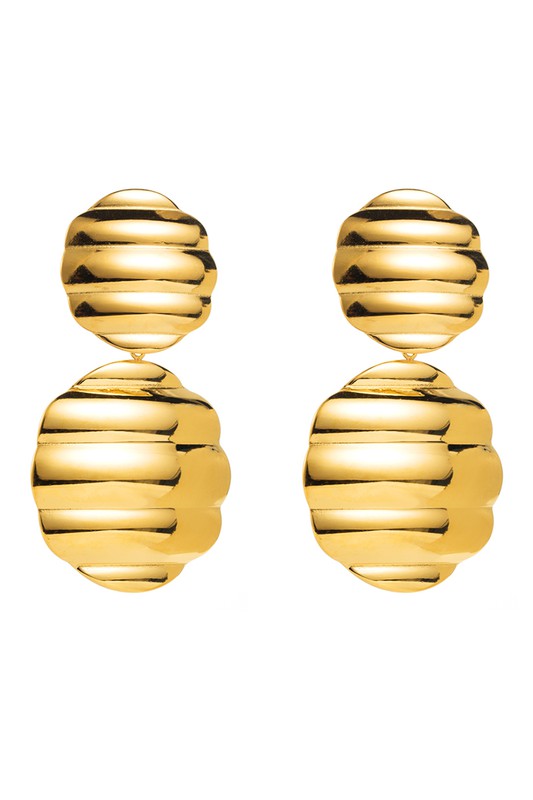 Stainless Steel Striped Oval Square Drop Earrings | Uniquely Claudia Boutique