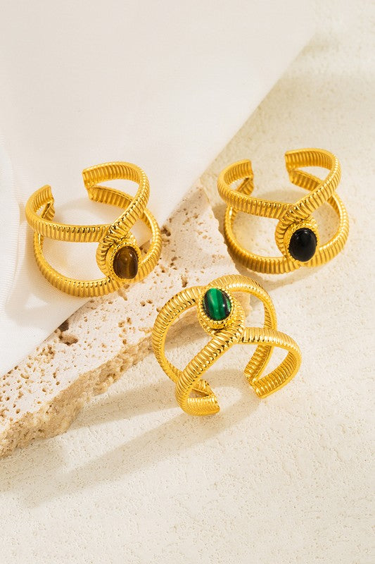 Stainless Steel Gem Layered Cross Adjustable Ring | Uniquely Claudia Boutique