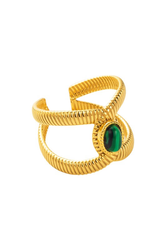 Stainless Steel Gem Layered Cross Adjustable Ring | Uniquely Claudia Boutique