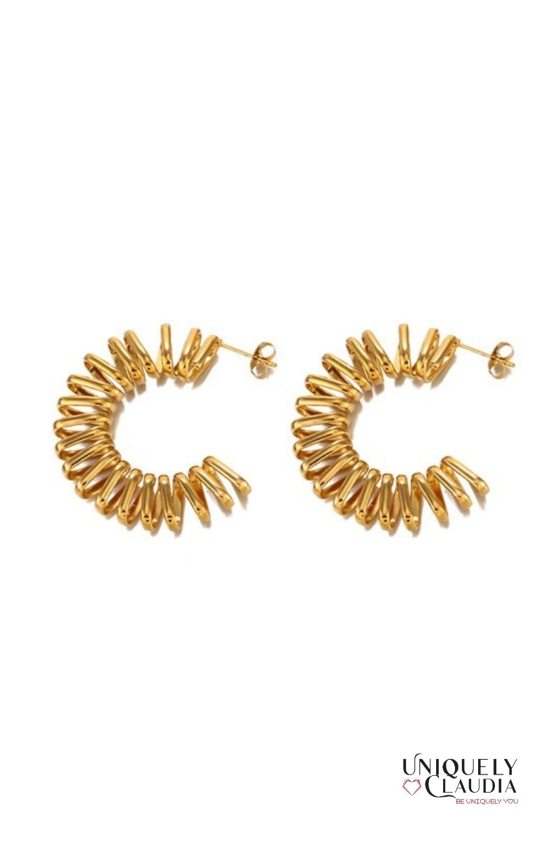 Accordion Demi Hoop Stainless Steel Earrings | Uniquely Claudia Boutique