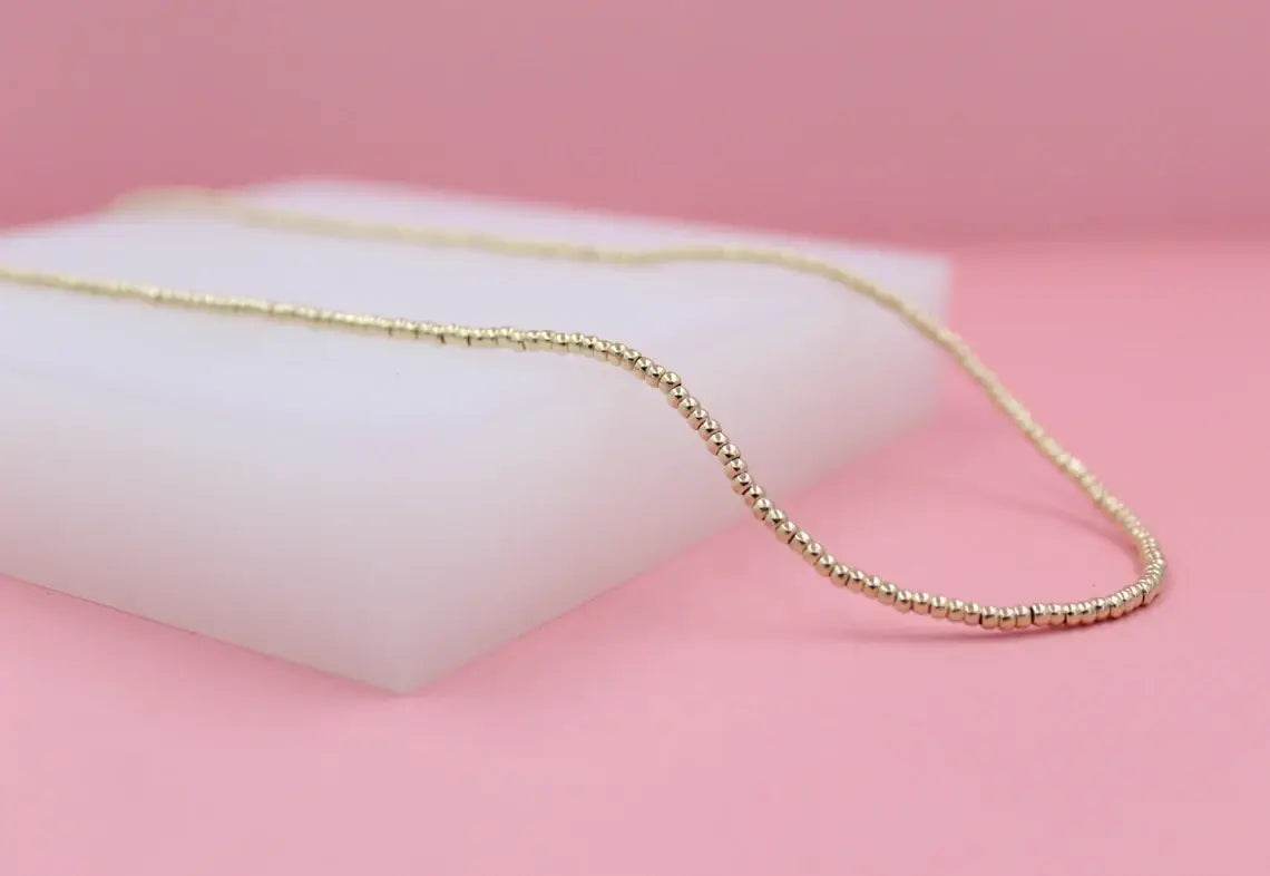 18K Gold-Filled 16" 2mm Beaded Chain Necklace - Uniquely Claudia Boutique