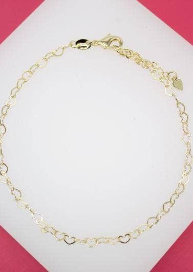 Heart Outline Charm Anklet