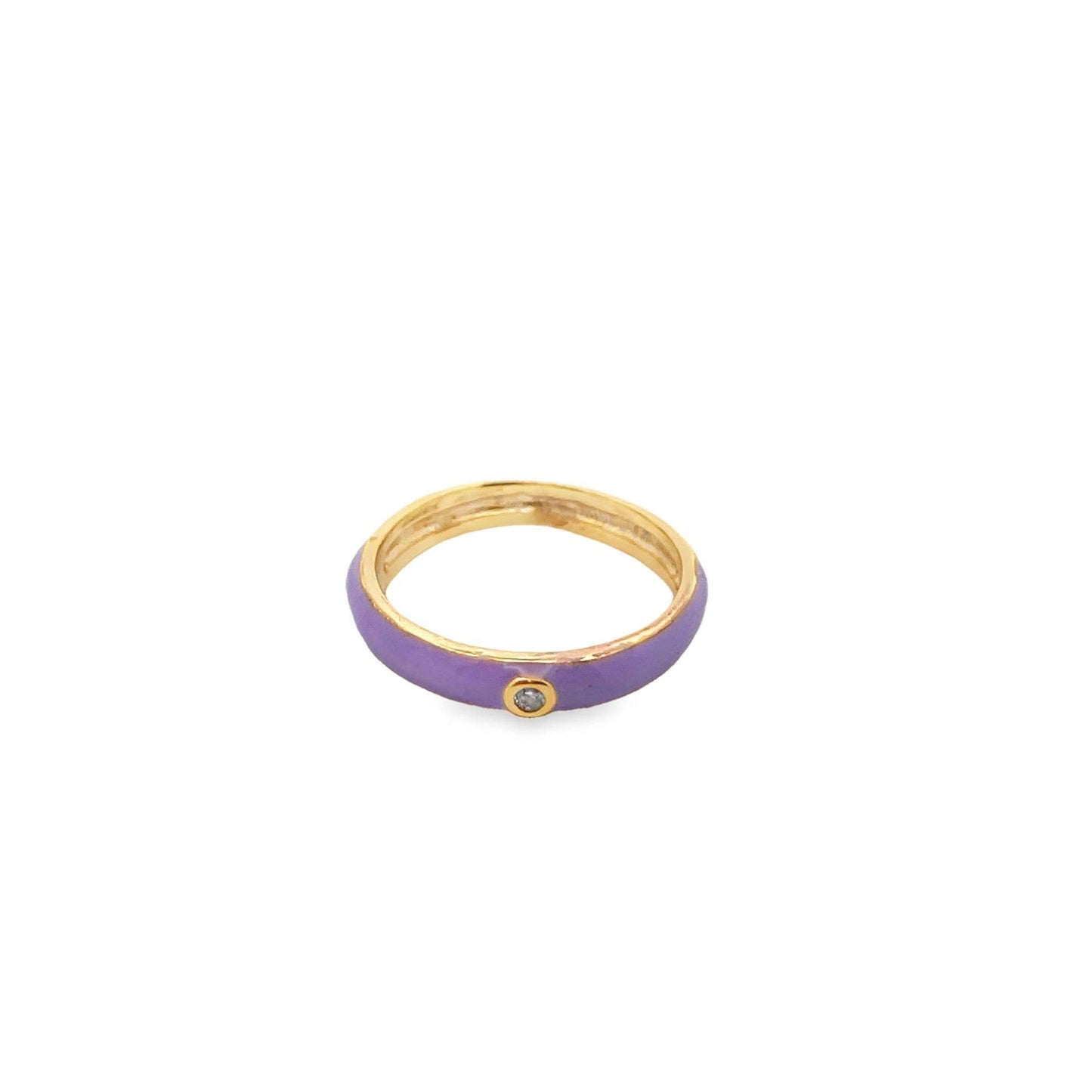 Enamel Ring Band With Single CZ Rhinestone - Uniquely Claudia Boutique