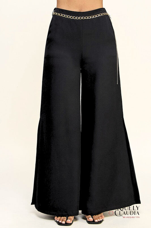 Charlie Side Slit Palazzo Pants - Uniquely Claudia Boutique