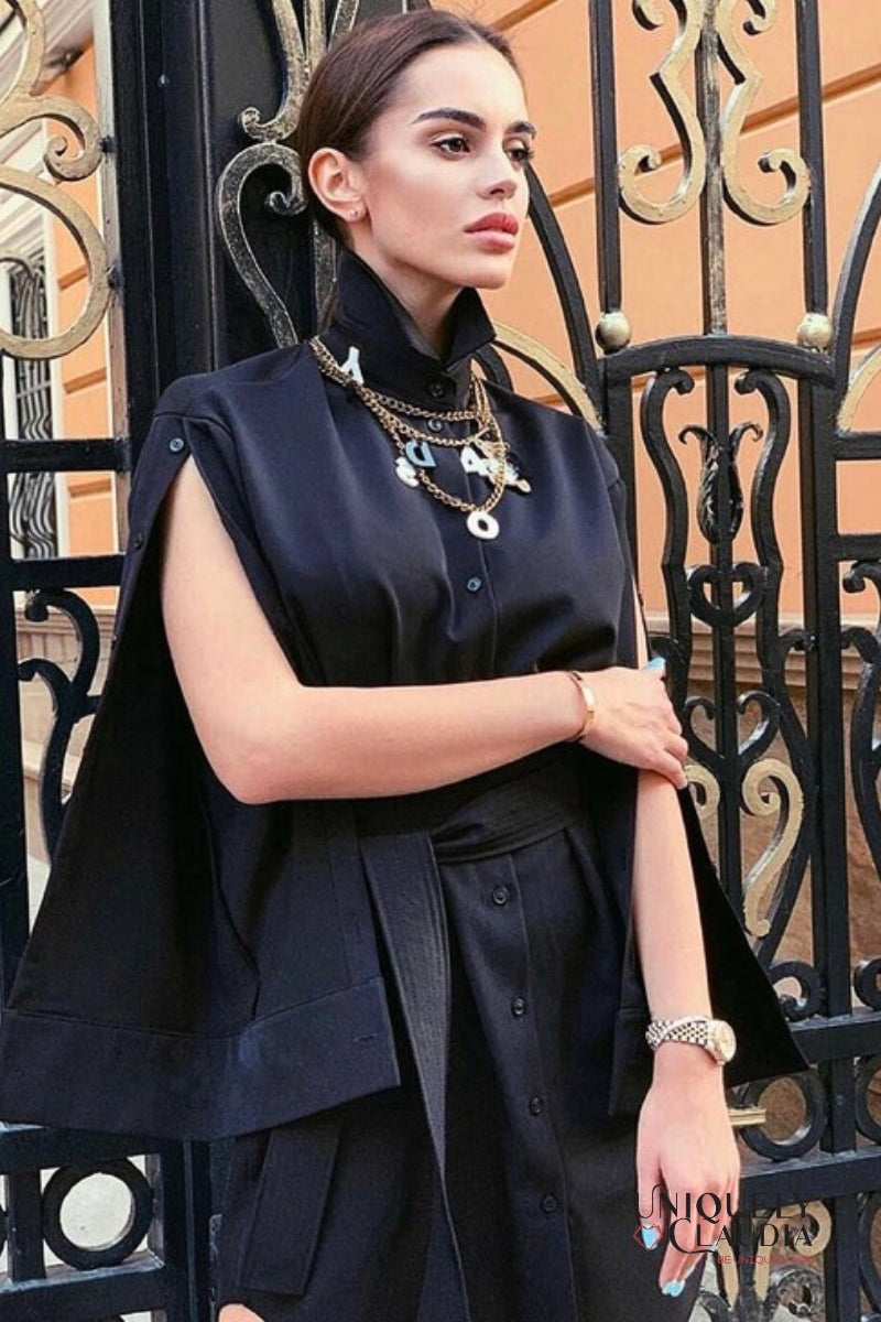 Neysha Button-Up Sleeves Belted Shirt Dress | Uniquely Claudia Boutique