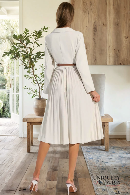 Blair Blazer Dress Pleated Dress With Belt - Uniquely Claudia Boutique