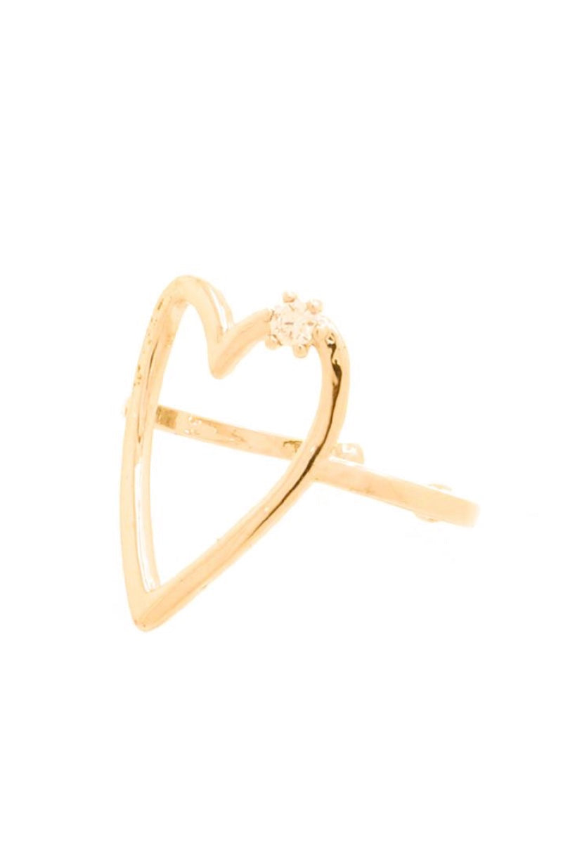 Open Heart & Rhinestone Ring - Uniquely Claudia Boutique