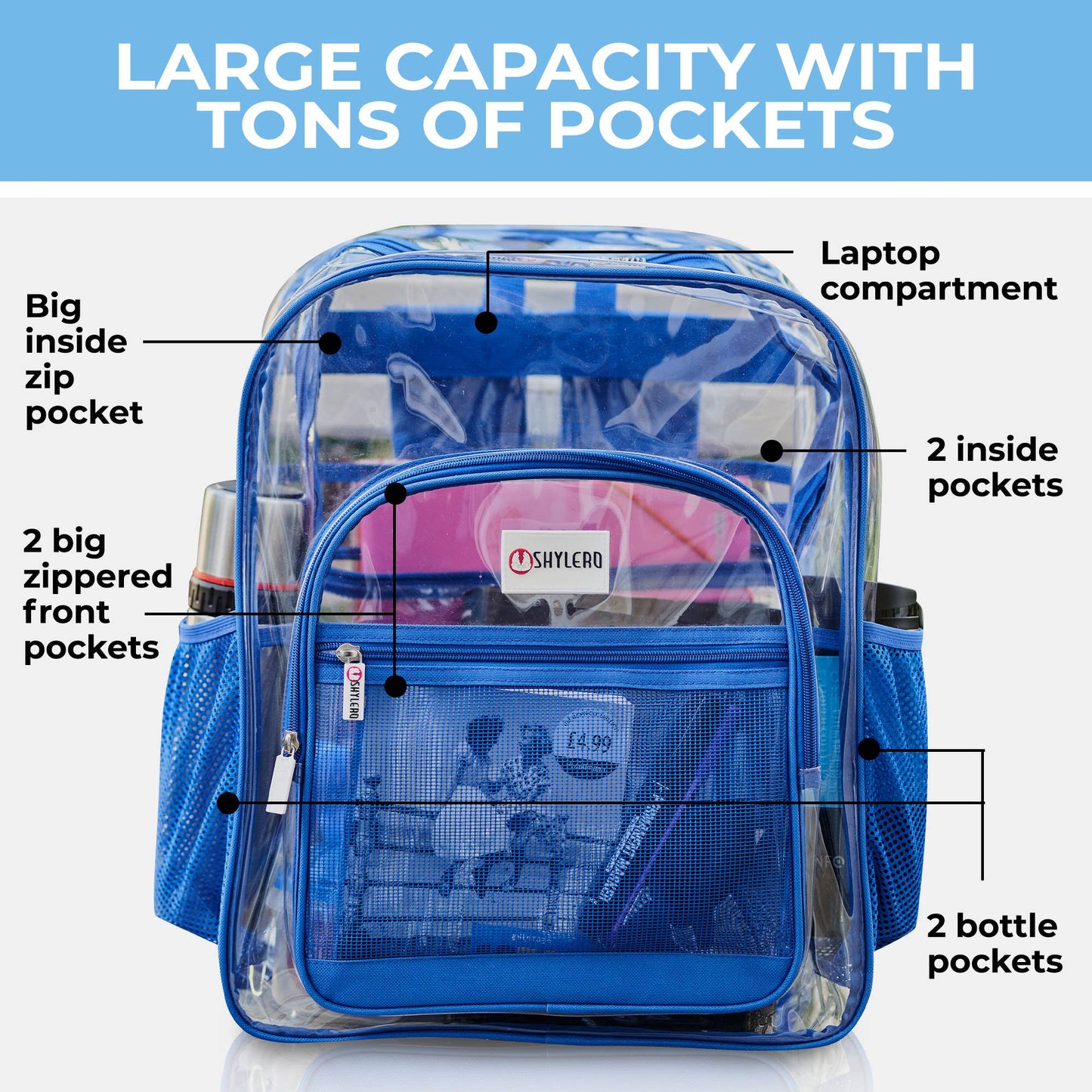 Blue Clear Backpack | Uniquely Claudia Boutique