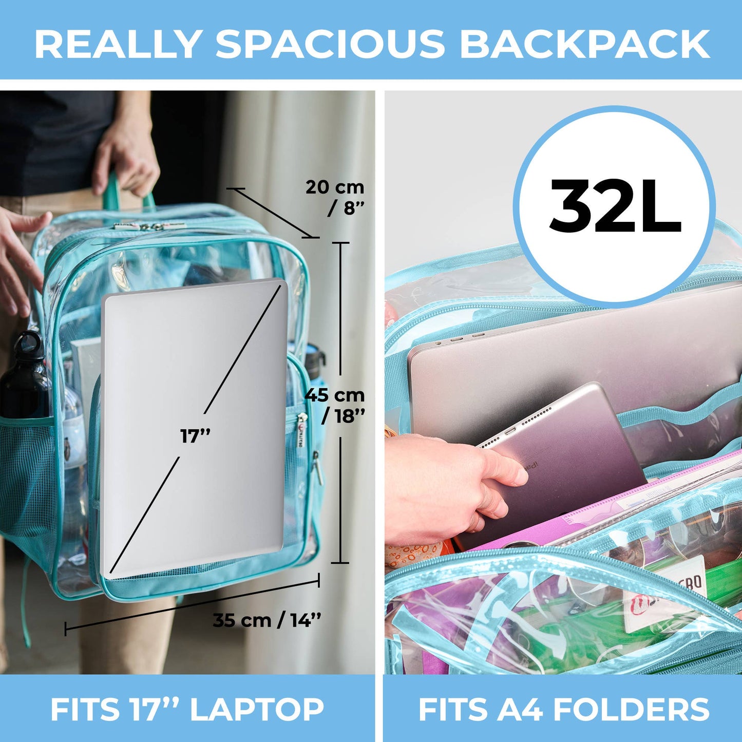 Turquoise Clear Backpack | Uniquely Claudia Boutique