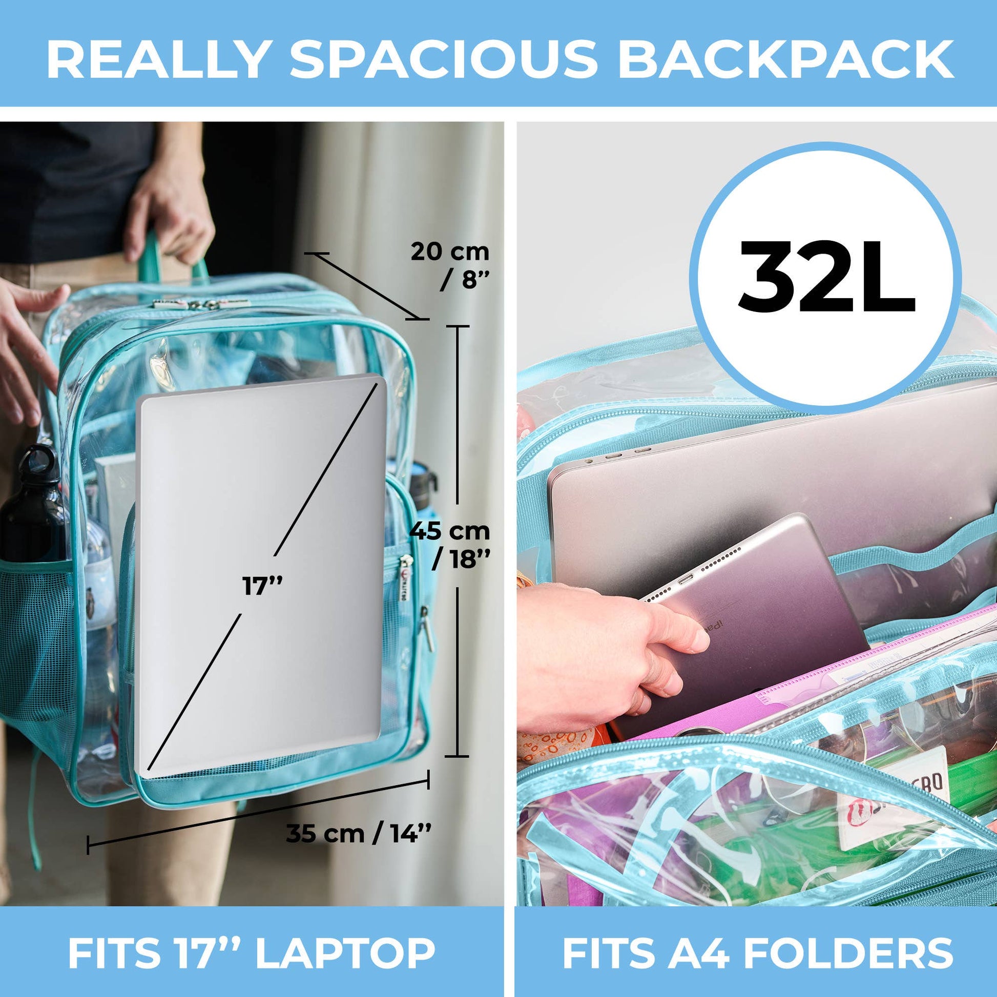 Turquoise Clear Backpack | Uniquely Claudia Boutique
