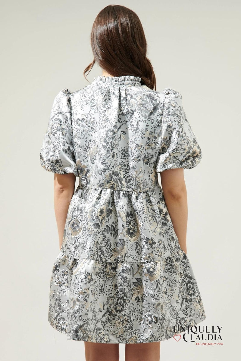 Christina Jacquard Jacey Babydoll Mini Dress | Uniquely Claudia Boutique