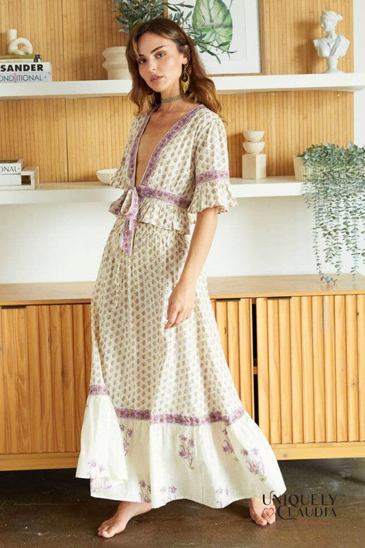 Adya Lurex Tie-Front Top and Maxi Skirt | Uniquely Claudia Boutique