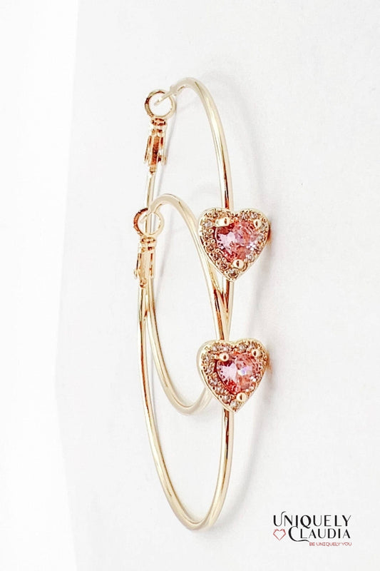 Radiance Pink Heart 14K Gold-plated Hoop | Uniquely Claudia Boutique