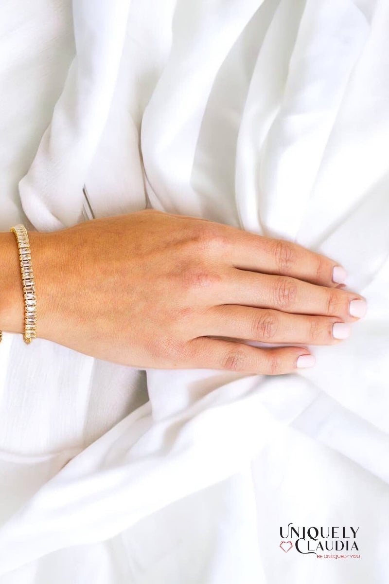 Baguette CZ Paperclip Chain Gold Filled Bracelet | Uniquely Claudia Boutique