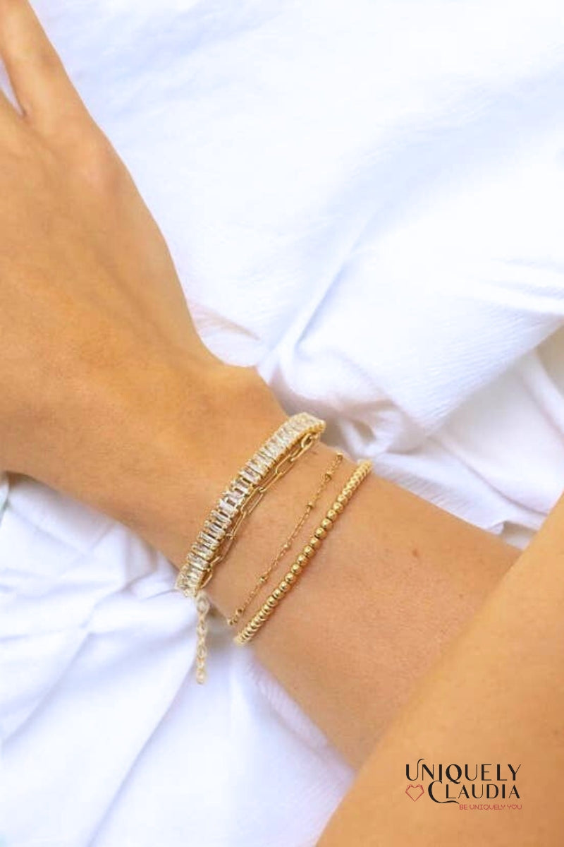 Baguette CZ Paperclip Chain Gold Filled Bracelet | Uniquely Claudia Boutique